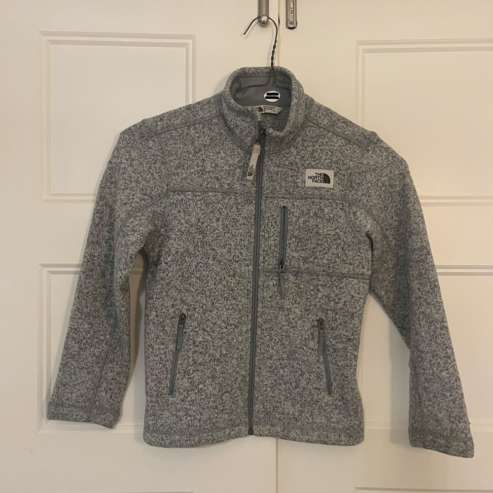 The North Face Heathered Gray Zip-Up Jacket, Boys size 7-8